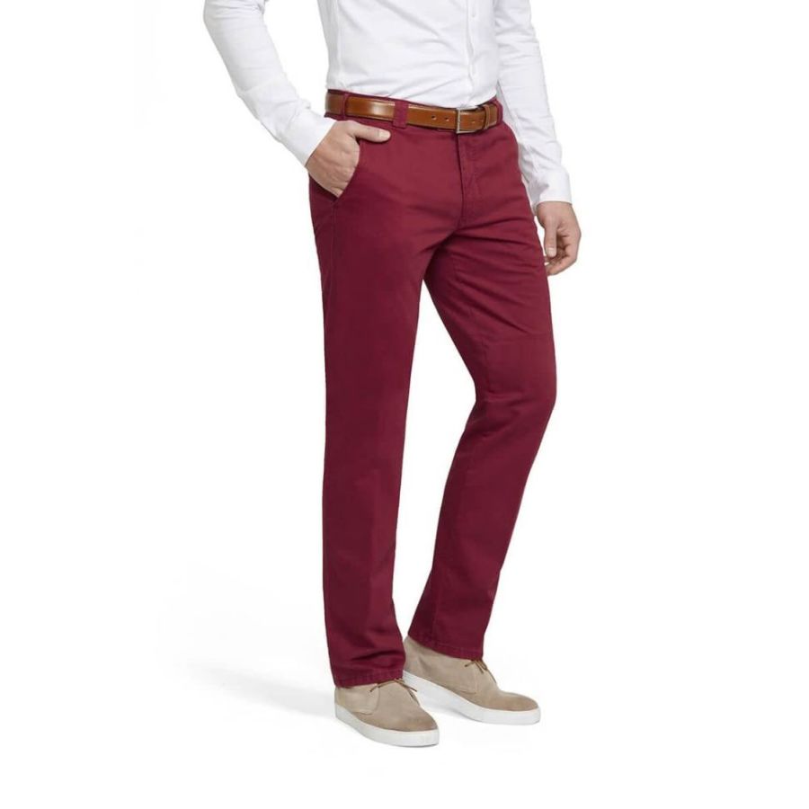 B1066 Meyer Stretch Chino Trouser - Burgundy