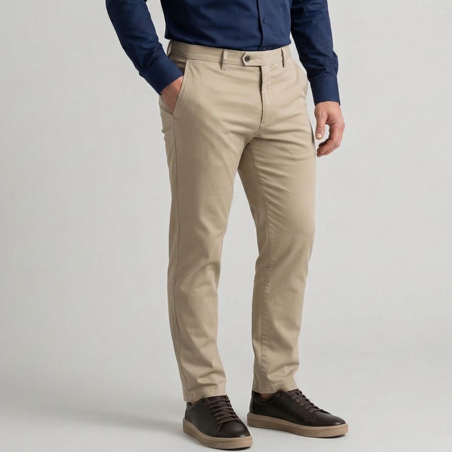 B1201 Meyer Stretch Chino Trousers (Beige)