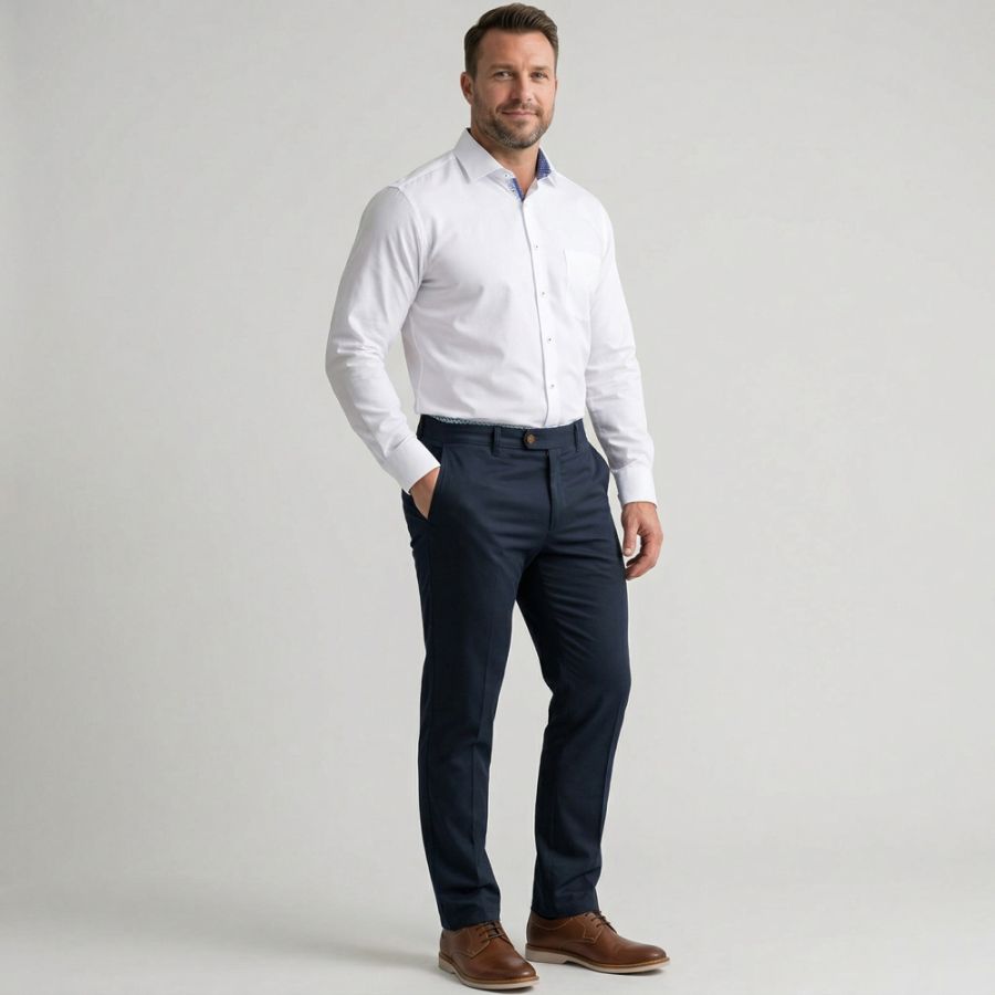 B1202 Meyer Stretch Chino Trousers (Navy)