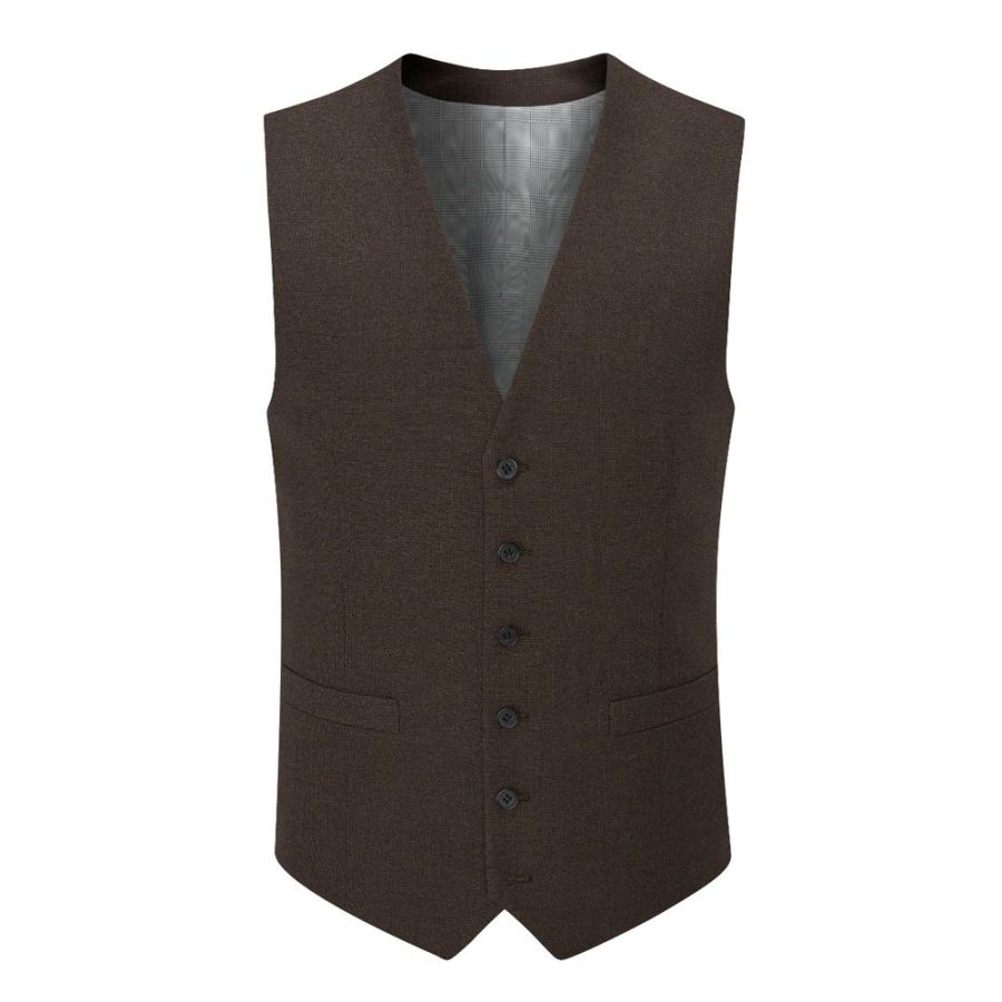 D6085XT Tall Fit Skopes Harcourt Brown Tweed Waistcoat