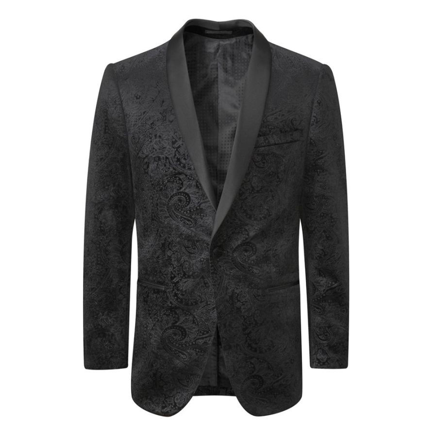 D6290XT Tall Fit Skopes Westwood Black Paisley Velvet Jacket