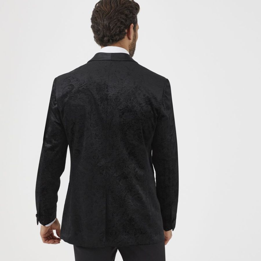 D6290XT Tall Fit Skopes Westwood Black Paisley Velvet Jacket