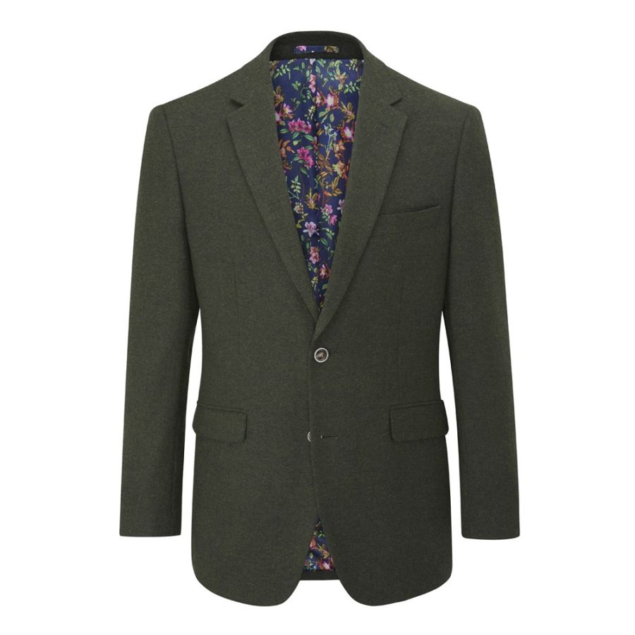 D6381 Skopes Jude Herringbone Tweed Suit Jacket (Olive)