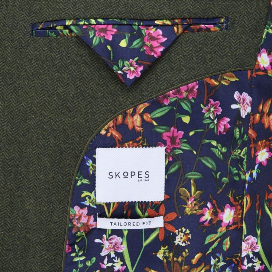 D6381 Skopes Jude Herringbone Tweed Suit Jacket (Olive)