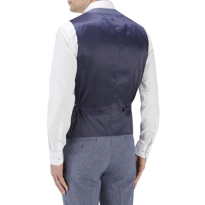 D6382XT Tall Fit Skopes Jude Herringbone Tweed Waistcoat (Blue)