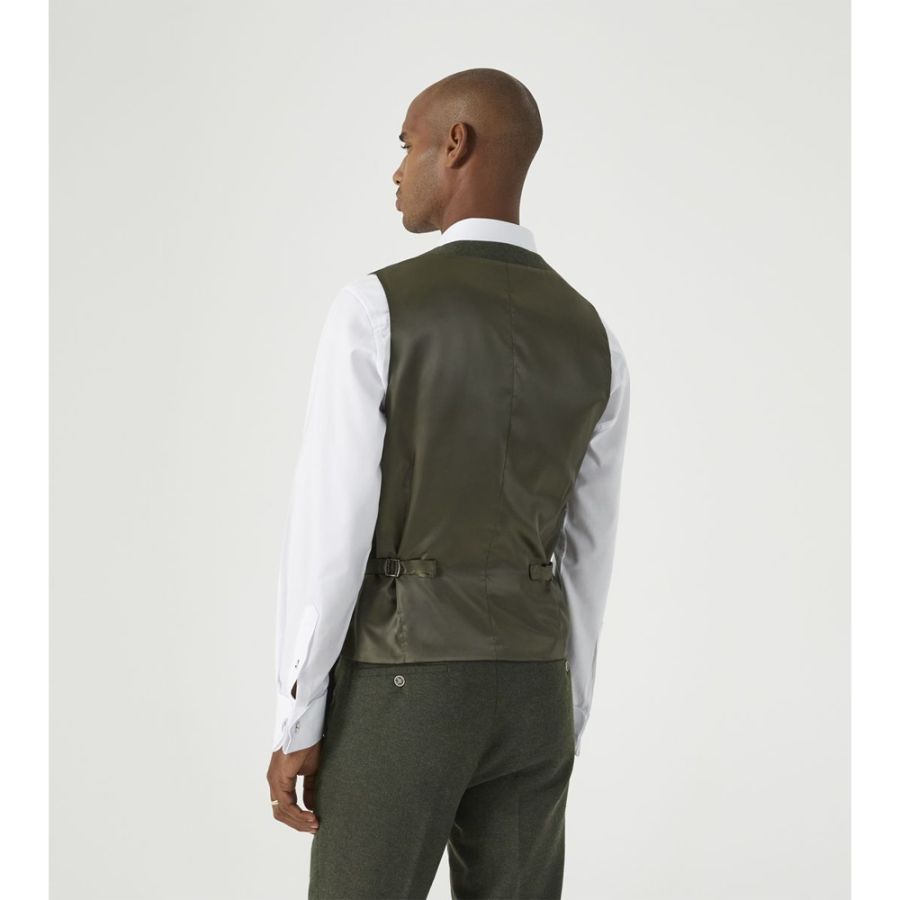 D6382XT Tall Fit Skopes Jude Herringbone Tweed Waistcoat (Olive)