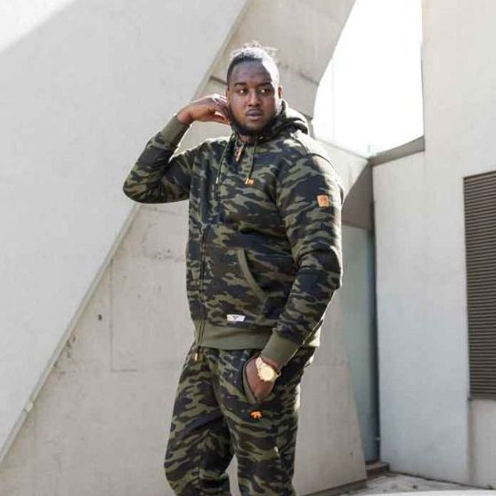 D6447XT Tall Fit D555 Full Zip Camo Print Hooded Top