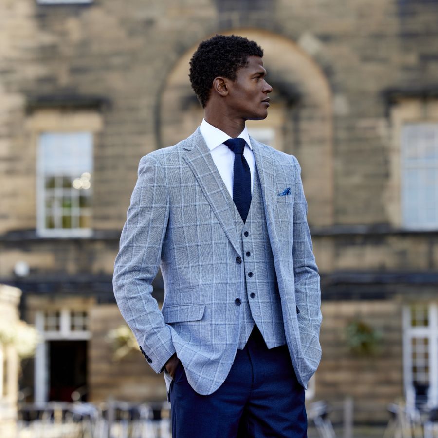 D6556 Skopes Lumis Linen Mix Check Jacket