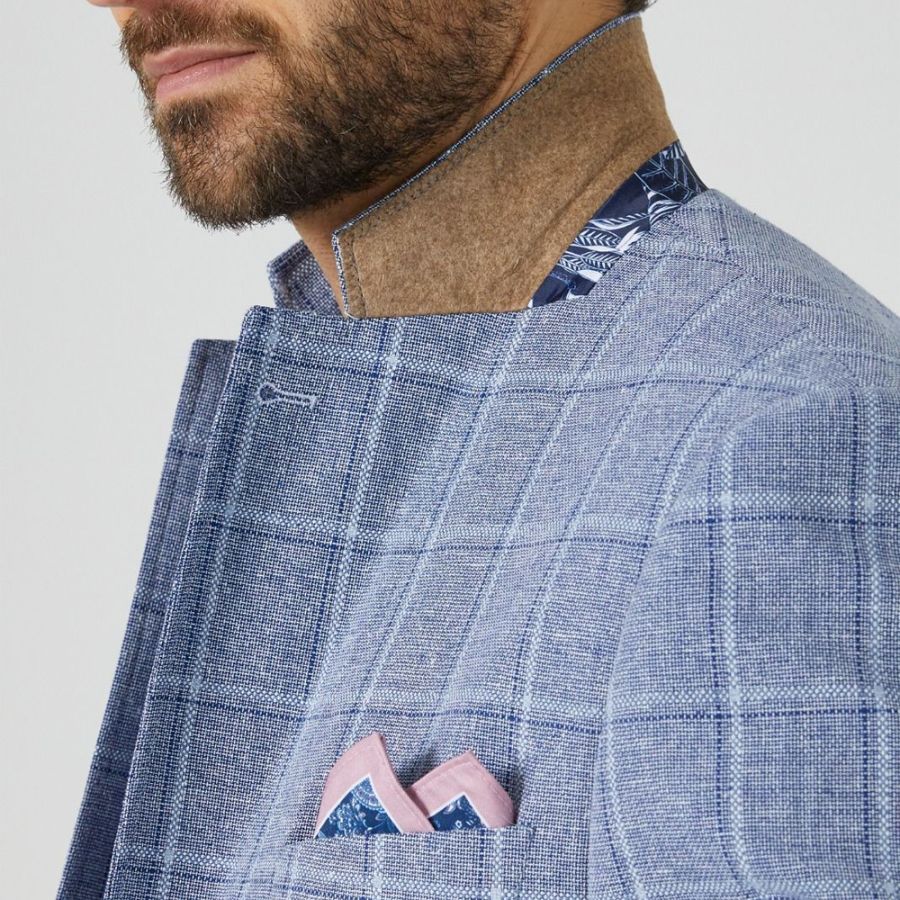 D6556XT Tall Fit Skopes Lumis Linen Mix Check Jacket