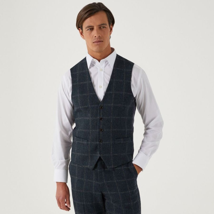 D6612XT Tall Fit Skopes Heaton Check Waistcoat