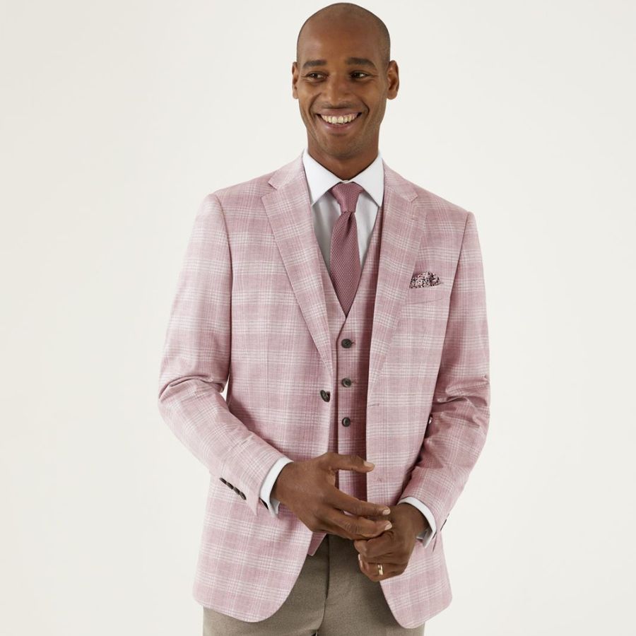 D6657 Montalvo Tailored Check Jacket (Light Pink)