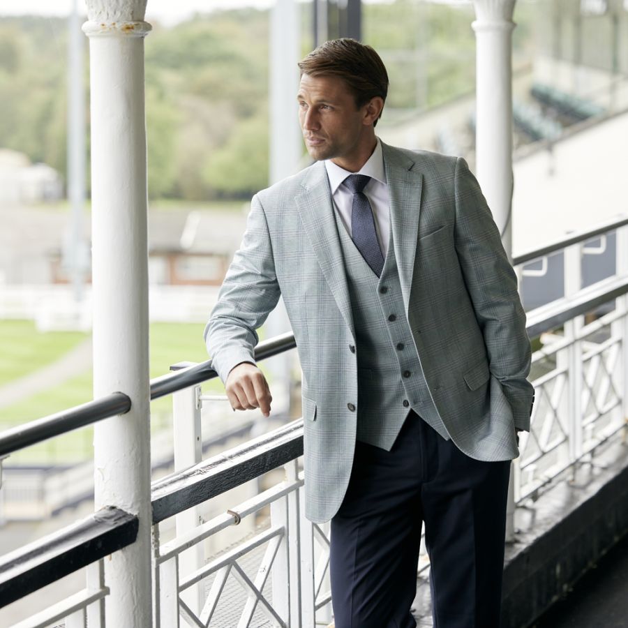 D6657 Montalvo Tailored Check Jacket (Light Green)