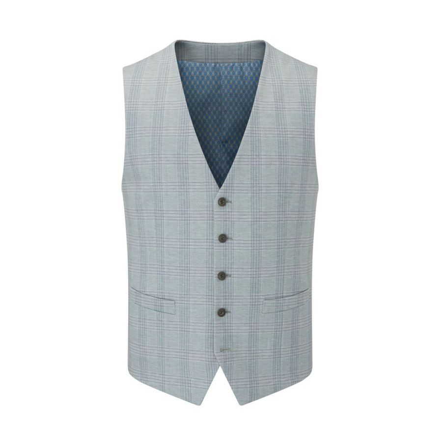 D6658XT Montalvo Tall Fit Check Waistcoat (Light Green)