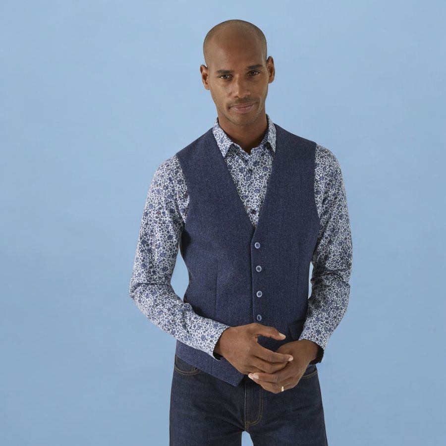 D6743XT Tall Fit Skopes Newsam Tweed Effect Waistcoat