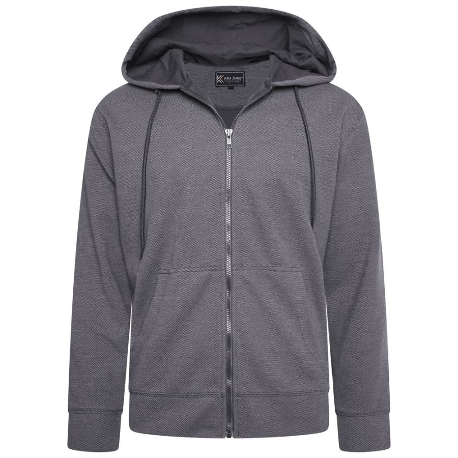 D6763 Kam Textured Interlock Hoody (Charcoal)