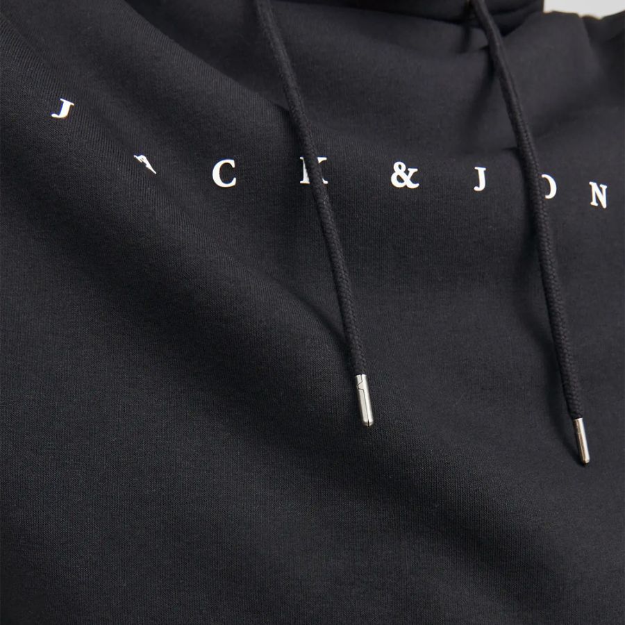 D6781 Jack & Jones Printed Logo Hoodie (Black)