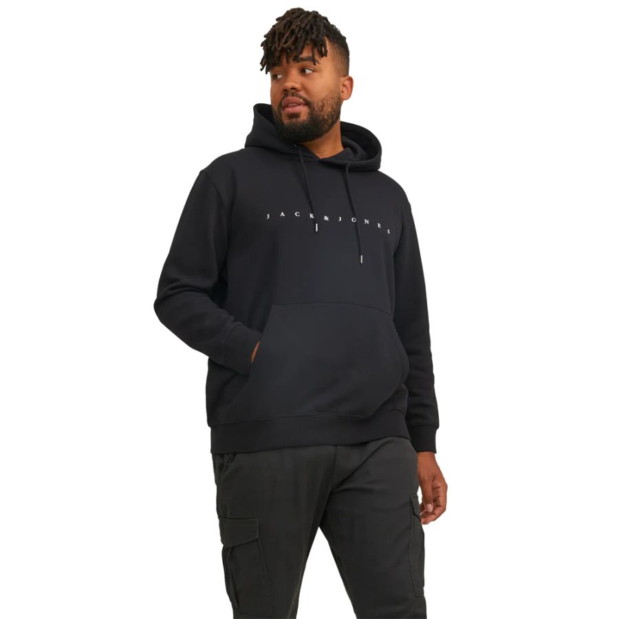 D6781 Jack & Jones Printed Logo Hoodie (Black)