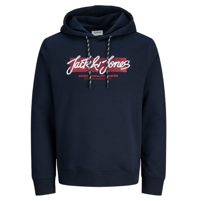 D6805 Jack & Jones Printed Hoodie (Navy)
