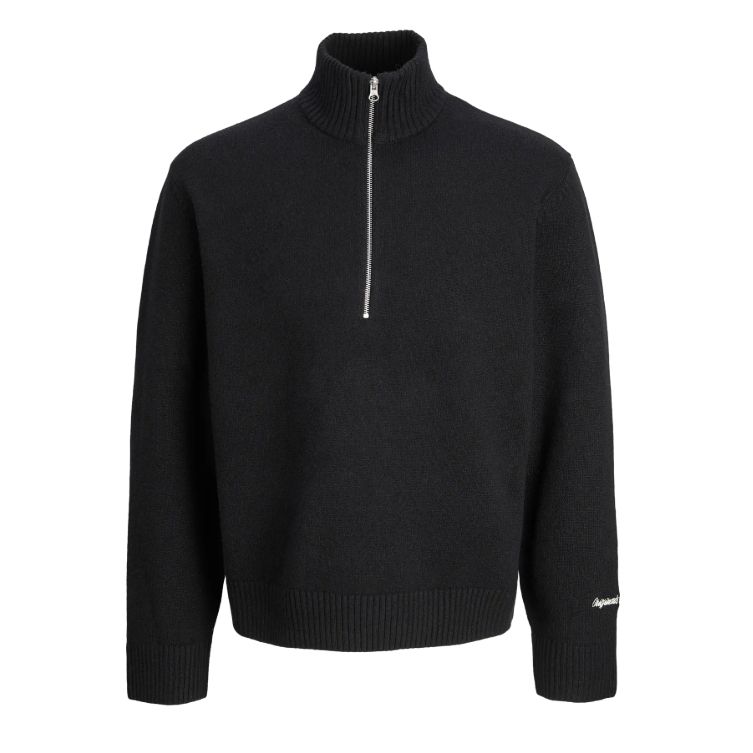 E1089 Jack & Jones Plain 1/4 Zip Jumper (Black)