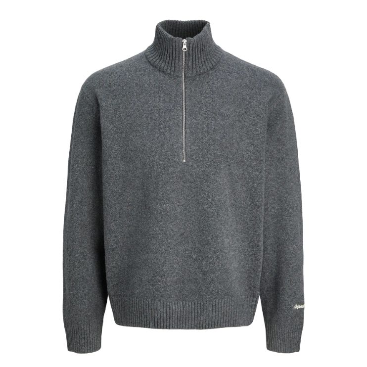 E1089 Jack & Jones Plain 1/4 Zip Jumper (Grey)