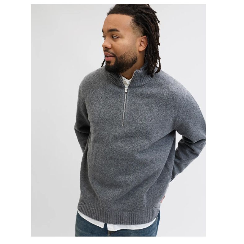 E1089 Jack & Jones Plain 1/4 Zip Jumper (Grey)