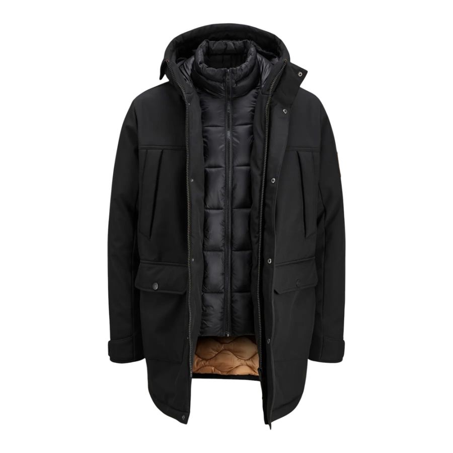 D6836 Jack and Jones Softshell Parka Jacket (Black)