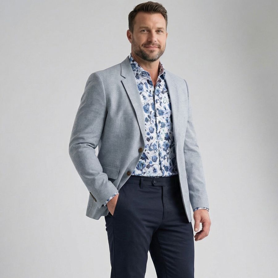 D6861 Jack & Jones Linen Mix Blazer (Blue)