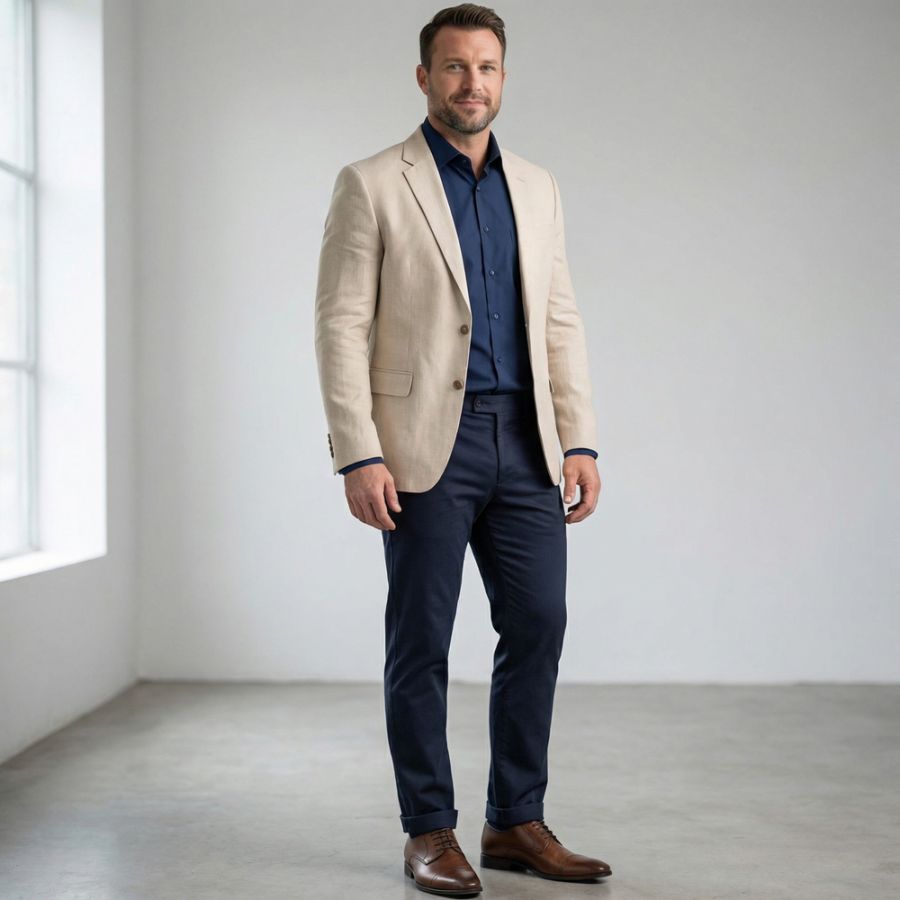 D6861 Jack & Jones Linen Mix Blazer (Lt Beige)