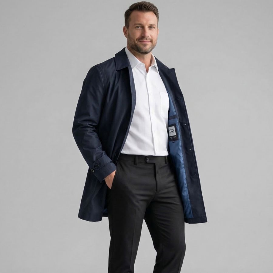 D6865 S4 Lightweight Waterproof Rain Mac (Navy)