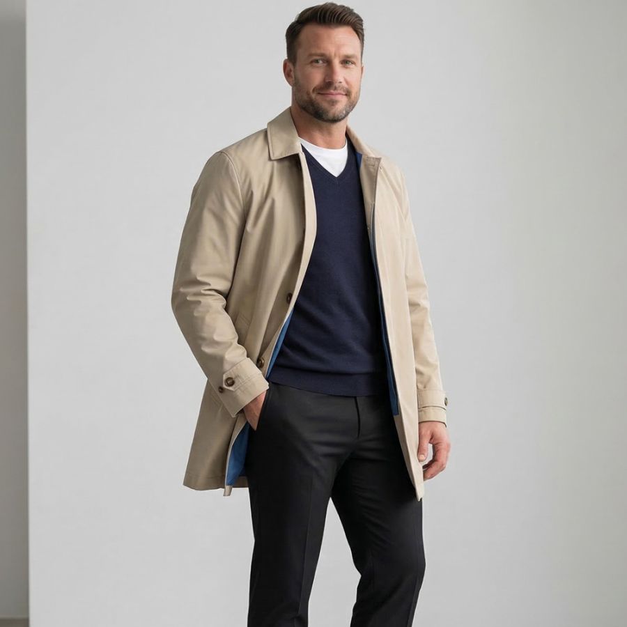 D6865 S4 Lightweight Waterproof Rain Mac (Beige)