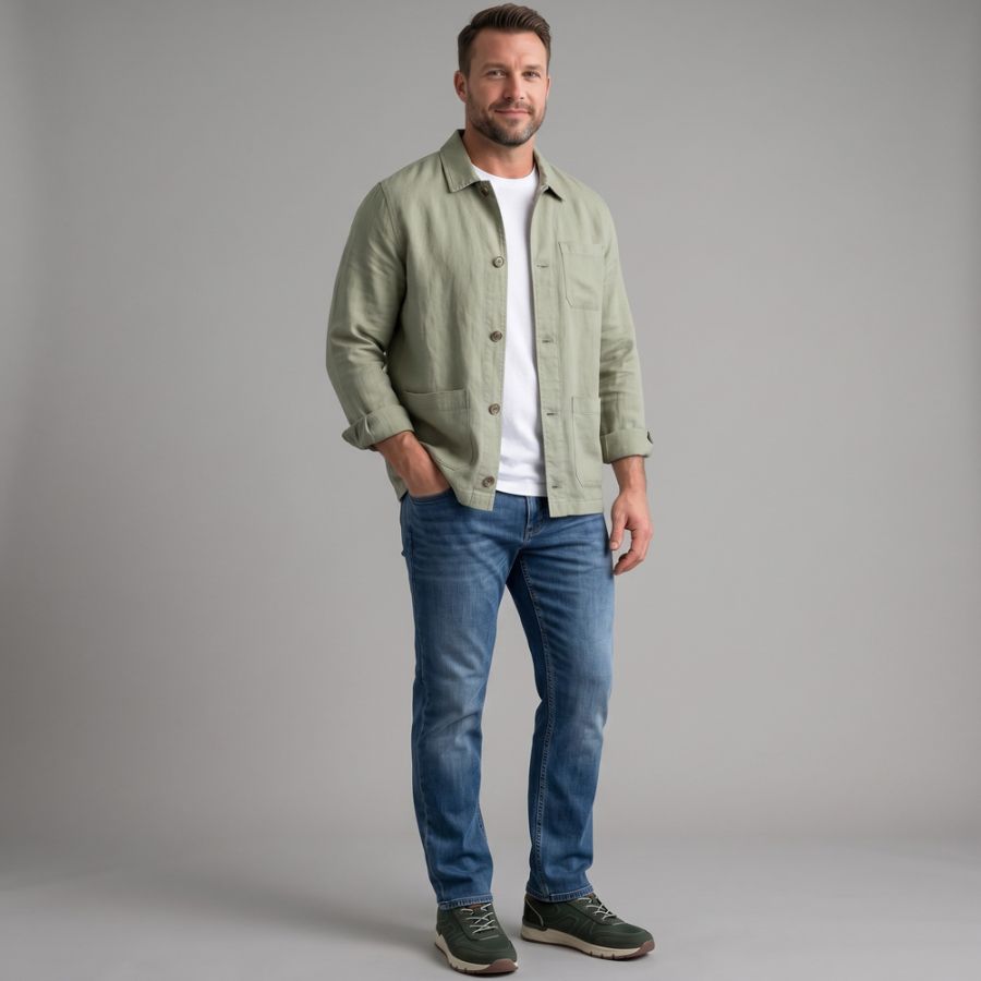 D6870 S4 Linen Mix Shacket (Ice Green)