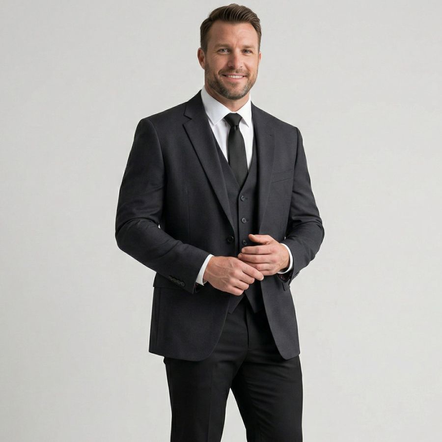 D6875 D555 Ted Stretch Suit Jacket (Black)