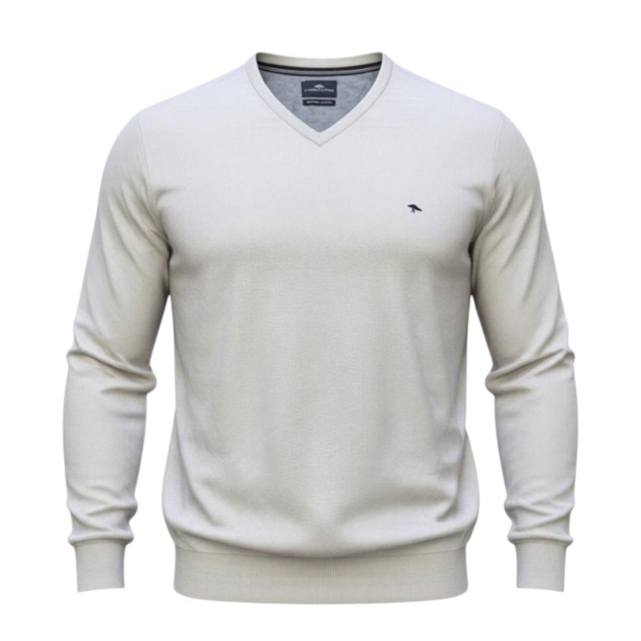 E1047XT Tall Fit Fynch Hatton V Neck Jumper (Ecru)