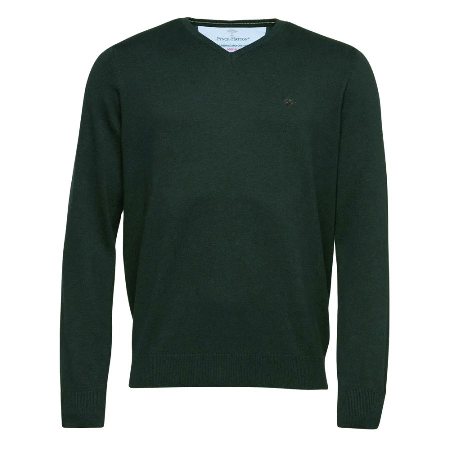 E1079XT Tall Fit Fynch Hatton Fine Knit V-Neck Jumper (Dark Ivy)