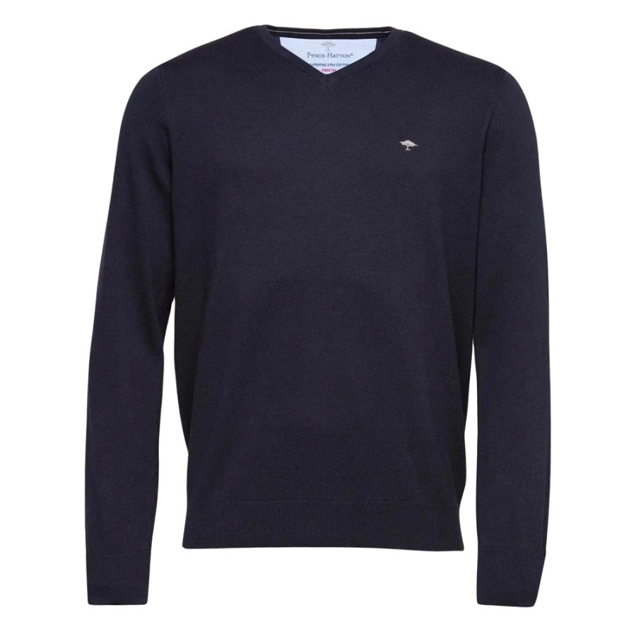 E1079XT Tall Fit Fynch Hatton Fine Knit V-Neck Jumper (Navy)