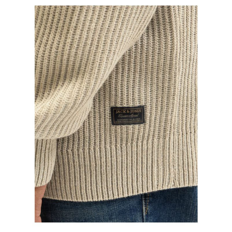 E1084 Jack & Jones Plain 1/4 Zip Jumper (Beige)