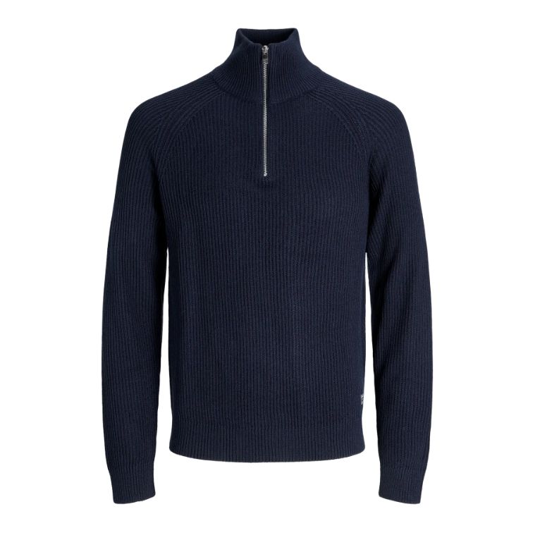 E1084 Jack & Jones Plain 1/4 Zip Jumper (Navy)