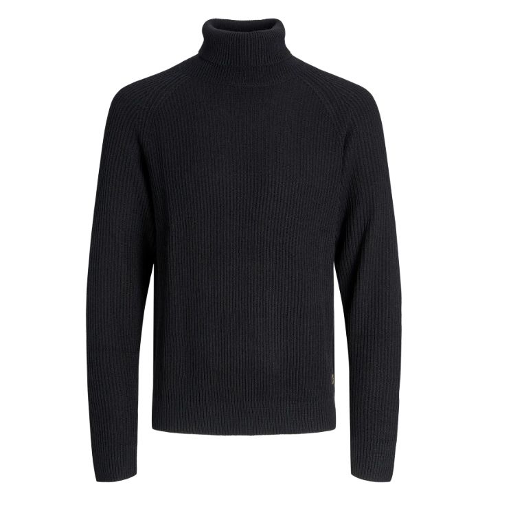 E1085 Jack & Jones Plain Roll Neck Jumper (Black)