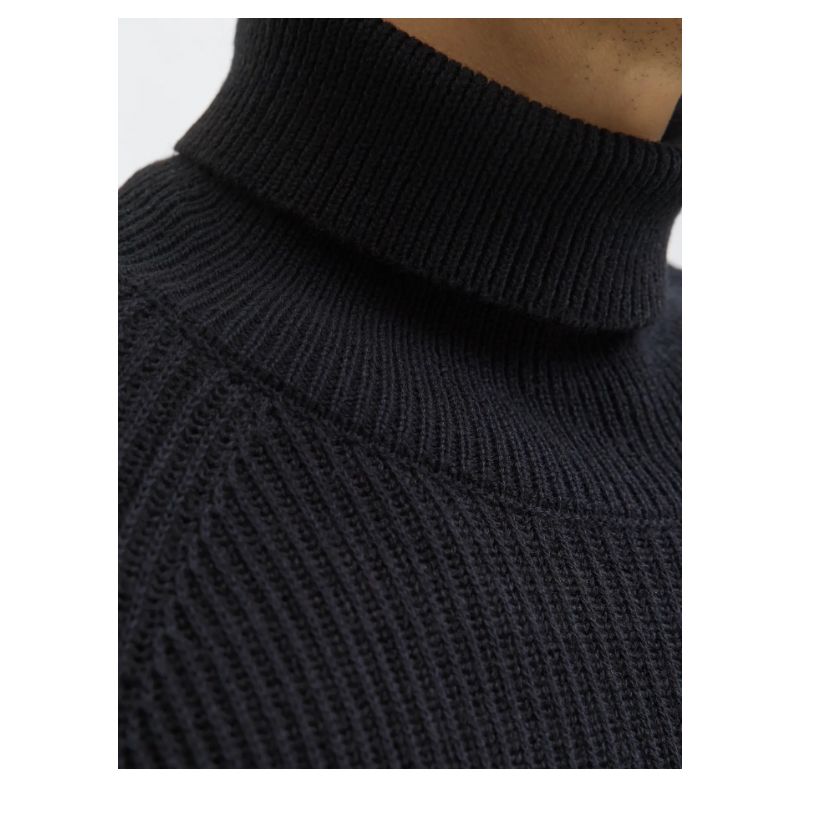 E1085 Jack & Jones Plain Roll Neck Jumper (Black)