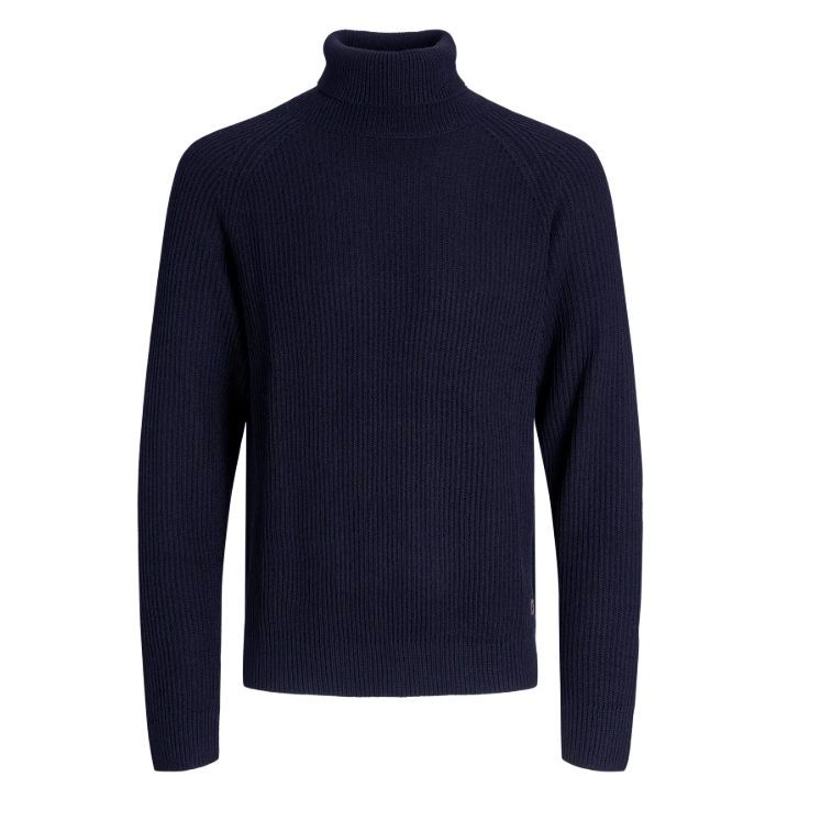 E1085 Jack & Jones Plain Roll Neck Jumper (Navy)