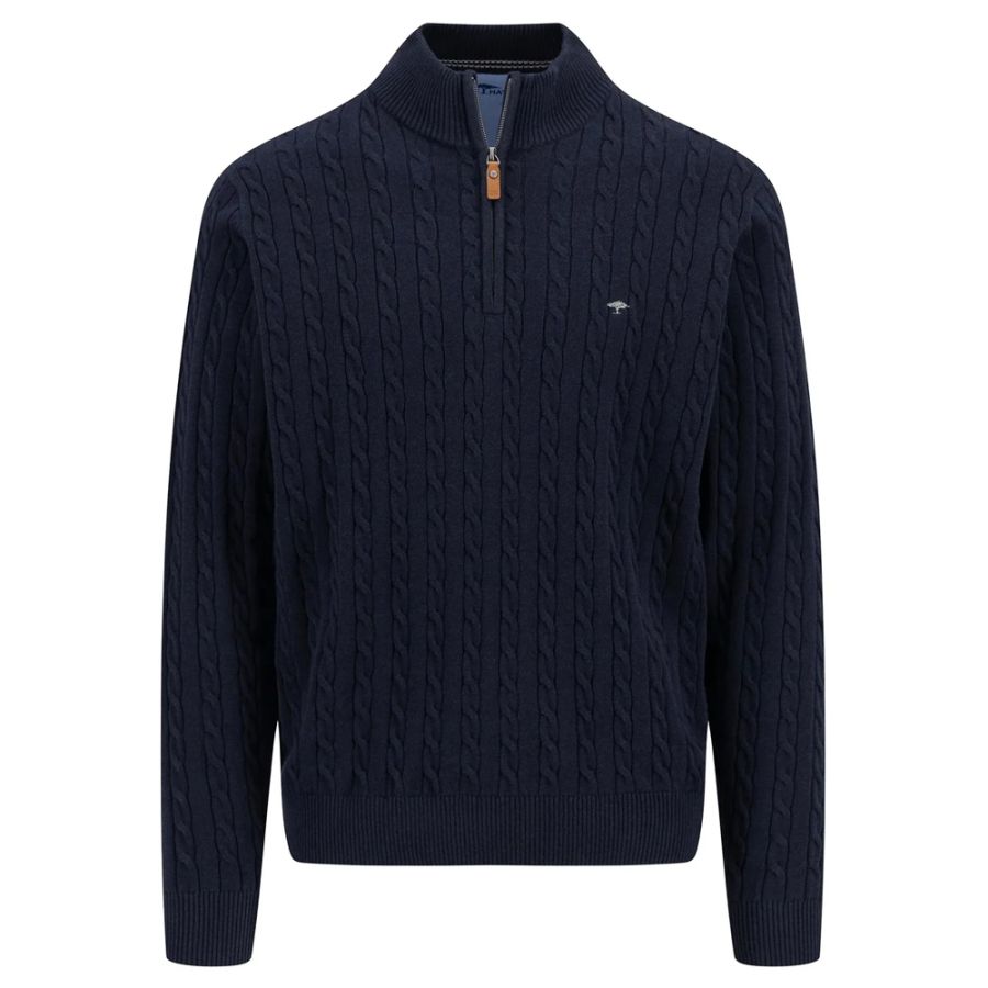 E1088XT Tall Fit Fynch Hatton 1/4 Zip Soft Cable Knit (Navy)