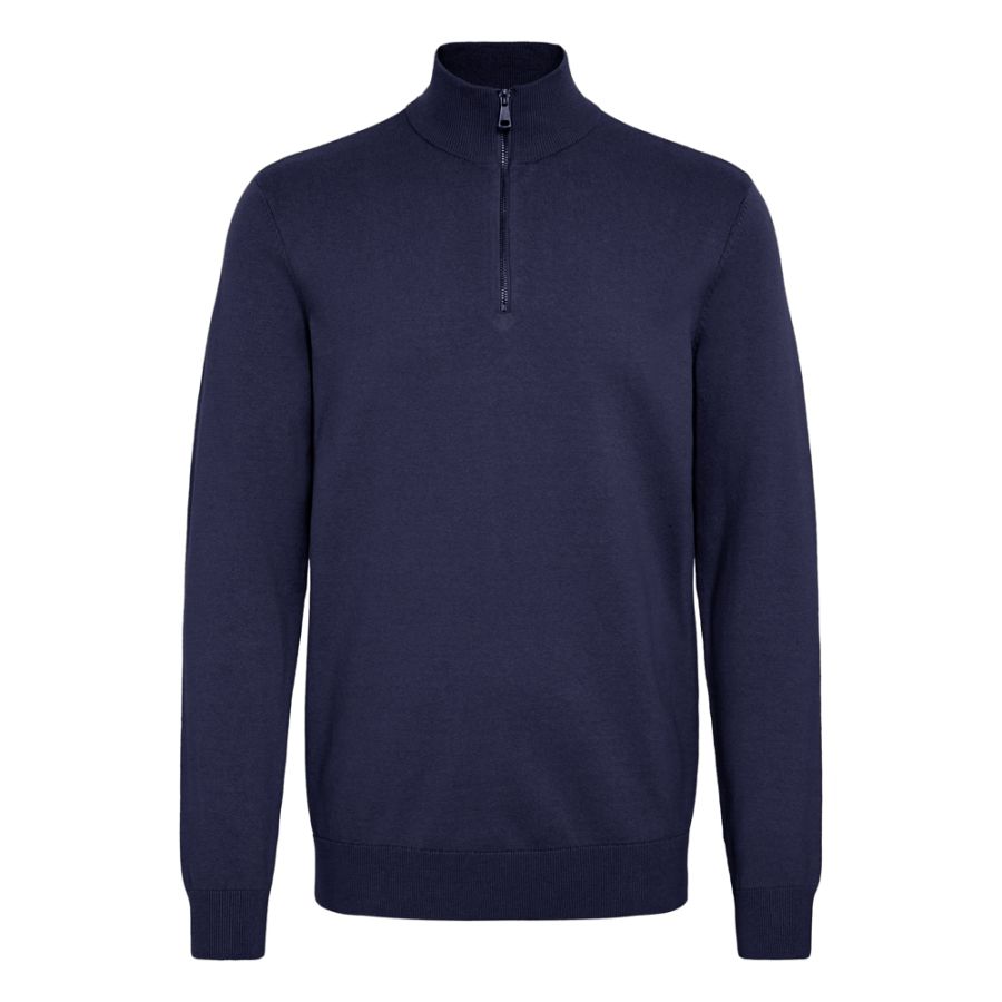 E1091 Blend 1/4 Zip Casual Top (Navy)