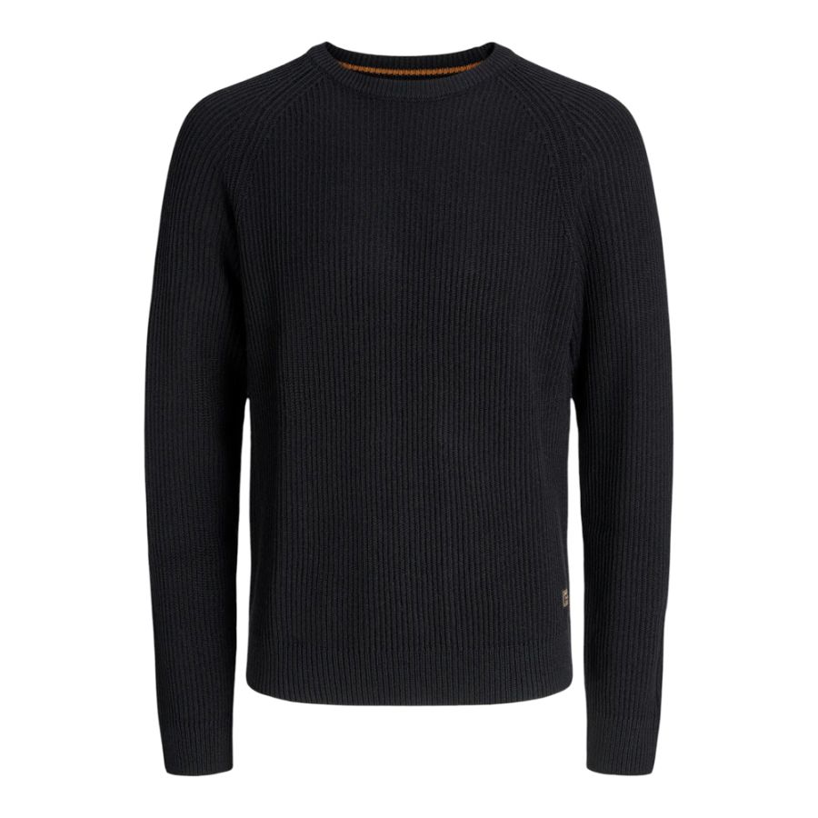 E1100 Jack & Jones Pannel Knit Crew Neck Jumper (Black)