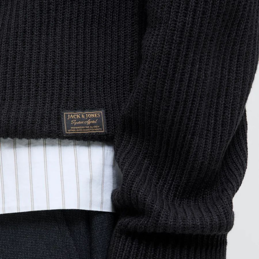 E1100 Jack & Jones Pannel Knit Crew Neck Jumper (Black)