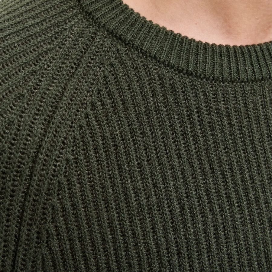 E1100 Jack & Jones Pannel Knit Crew Neck Jumper (Bottle)