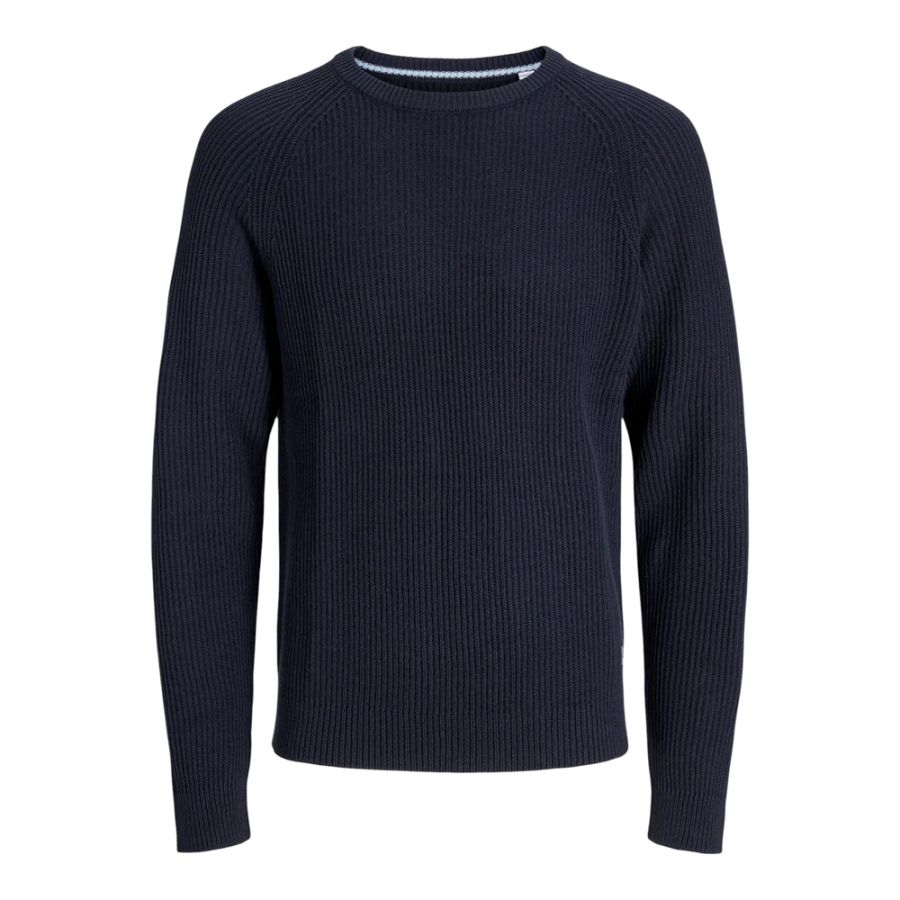 E1100 Jack & Jones Pannel Knit Crew Neck Jumper (Navy)