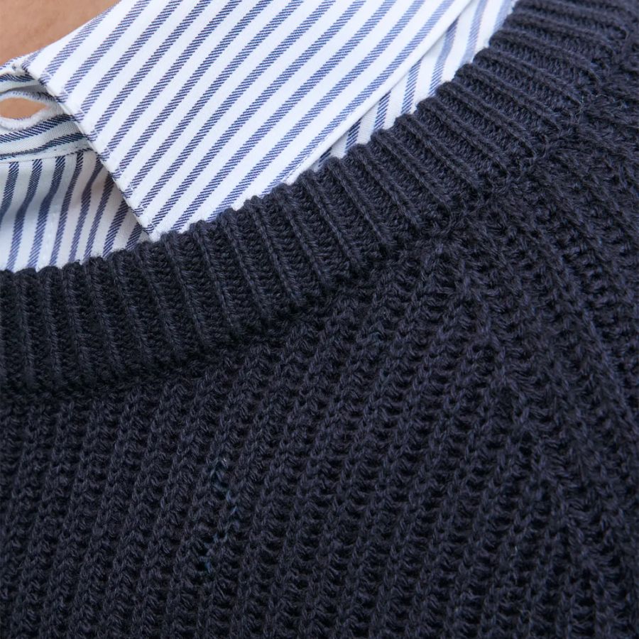 E1100 Jack & Jones Pannel Knit Crew Neck Jumper (Navy)