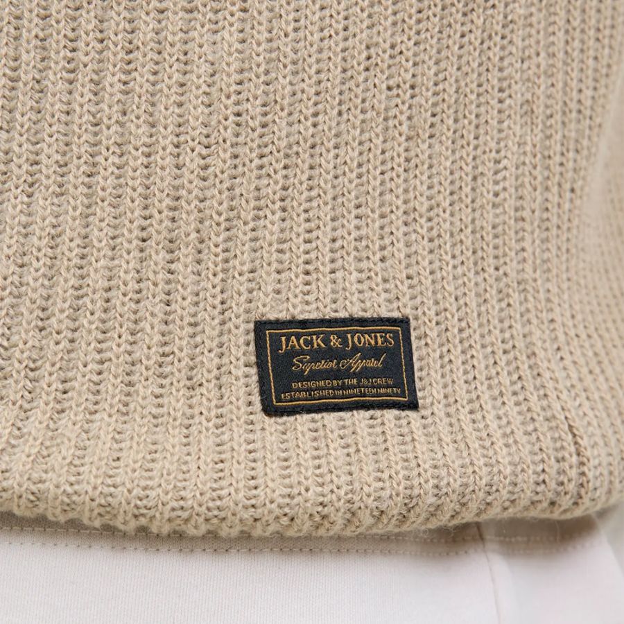 E1100 Jack & Jones Pannel Knit Crew Neck Jumper (Stone)