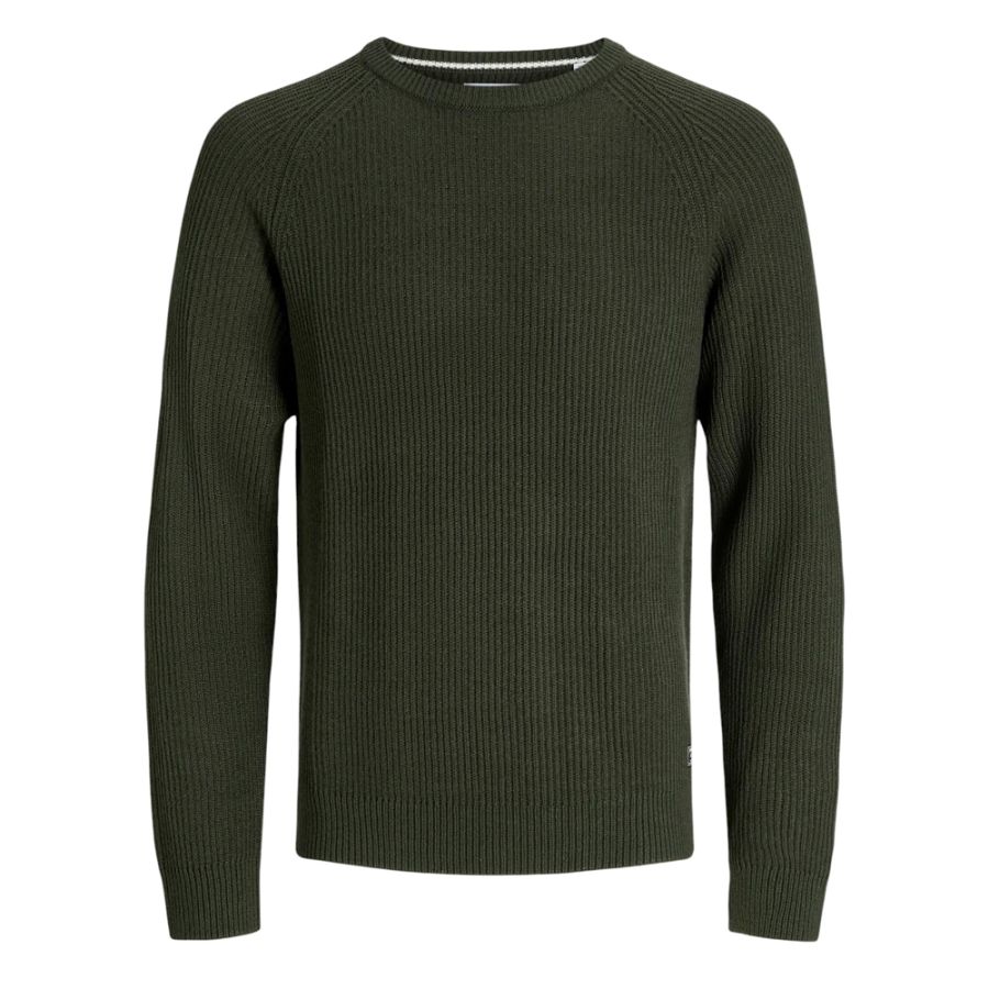 E1100 Jack & Jones Pannel Knit Crew Neck Jumper (Bottle)
