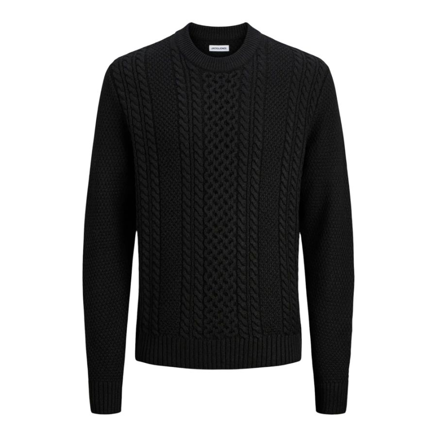 E1101 Jack & Jones Cable Knit Jumper (Black)